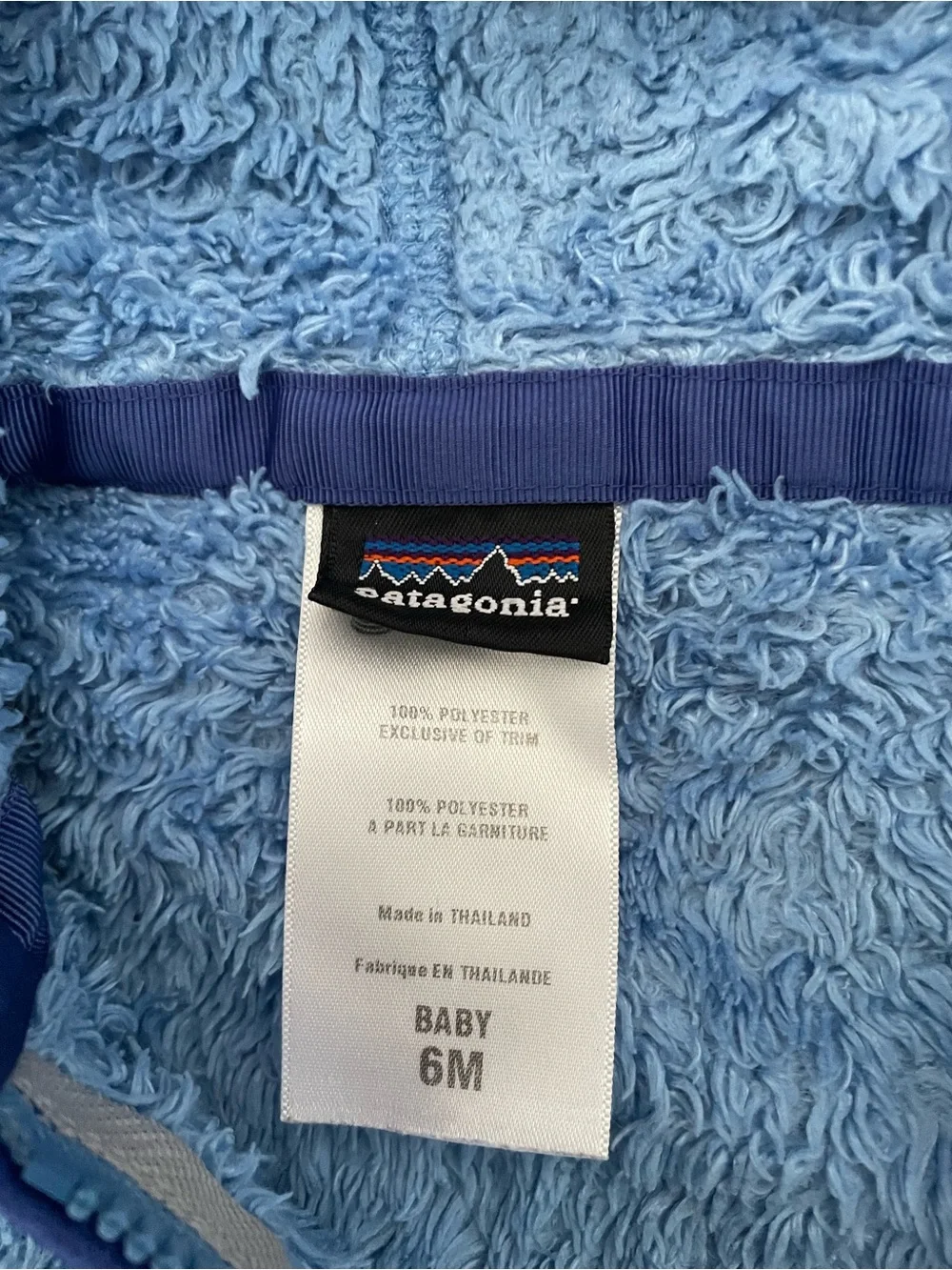 Patagonia Baby Plush Fleece Bunting Blue 6M Convertible Mittens Hooded